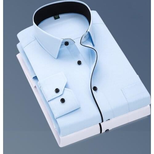 Mens New Business Slim White Shirt Casual Professional Tooling Bank Formal Jacket Mens Suit Shirt Long Sleeve Work Clothes