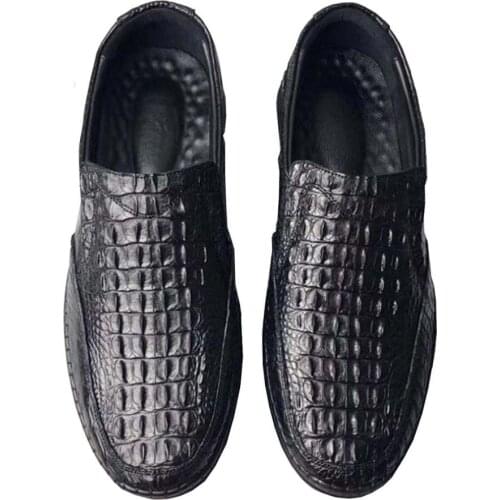 Wanexing new crocodile Back bone men Casual shoes fashion true Bone skin trend flat loafers men shoes