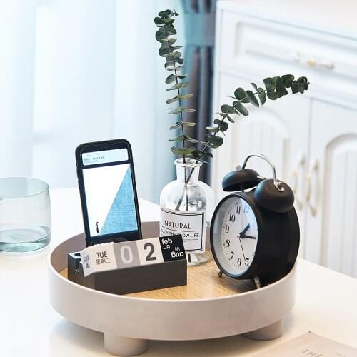 Nordic Home Decoration Round Storage Tray Desk Organizers Living Room Decoration Office Desktop Decor Accessories Office Storage