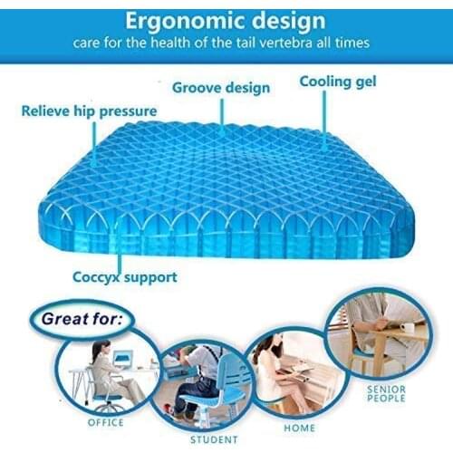 Drop shiping 3D Breathable Chair Sitter Latex Silicone Gel Cushion Honeycomb Summer Ice Cool car Cushion Orthopedic Seat Pad