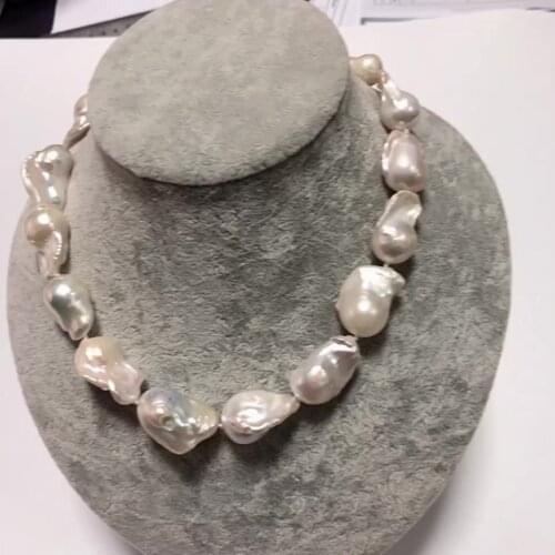 13-16mm White Nucleated Pearl Freshwater Baroque Pearl Choker Necklace