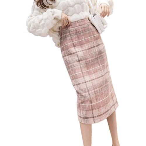 Vintage Midi Skirts Women Harajuku High Waist Woolen Skirts Ladies Autumn Winter Plus Size Skirt jupe femme faldas