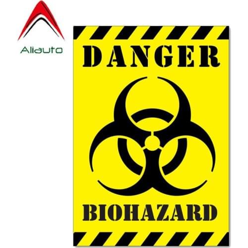 Aliauto Reflective Car Sticker Danger Biohazard Zombie Funny Cover Scratch Waterproof Sun Creen Accessories PVC Decal,17cm*12cm