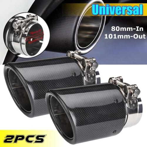 2Pcs Universal Car Exhaust Pipe Muffler Rear Tail Pipe Tip Throat Exhaust System Glossy Black 80mm-101mm For BMW X4 X1 F48 X2