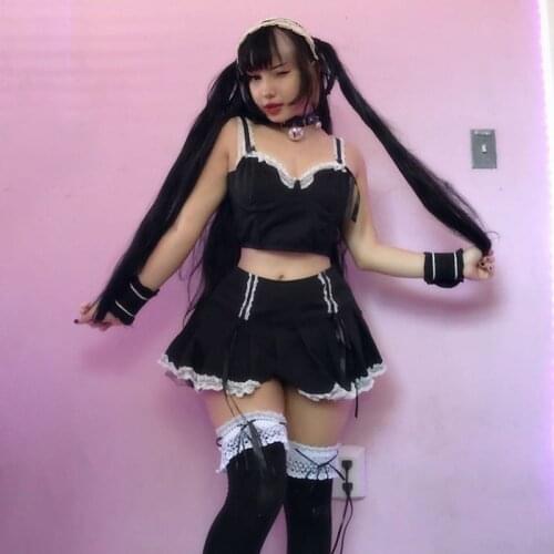 Ruibbit Punk A Line Black Pleated Skirt Goth Harajuku Y2K High Waist Mini Skirts Grunge Streetwear Sexy Bandage Academia Skirt