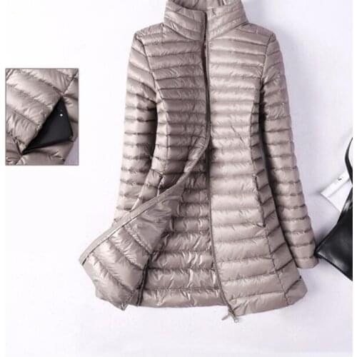 Women Winter Jacket 2018 New Ultra Light 90% White Duck Down Jacket Slim Women Thin Winter Puffer Jacket Medium Long Down Coat
