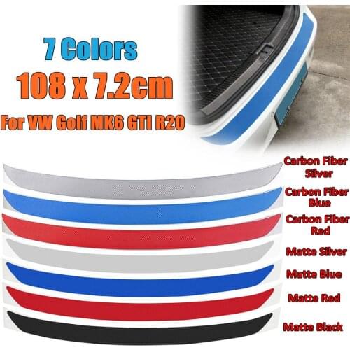 108x7.2cm 1Pc Carbon Fiber Rear Bumper Protector Sticker Trim 7 Colors For VW Golf MK6 GTI R20 Car-Styling Sticker And Decals