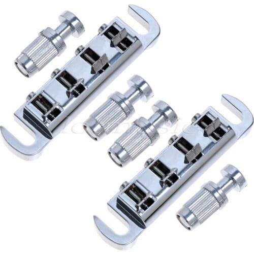 2Pcs New Chrome Wraparound Bridge Tailpiece for 4 string Bass Replacement