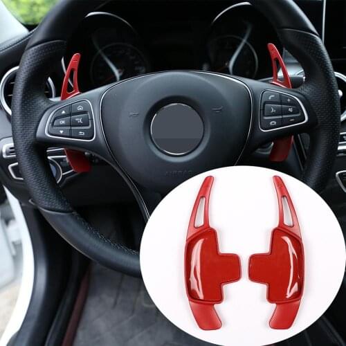 2pcs Red Aluminum alloy Car Steering Wheel Shift Paddle Trim for Mercedes Benz B C GLC E Class W247 W205 W213 X253 Accessories