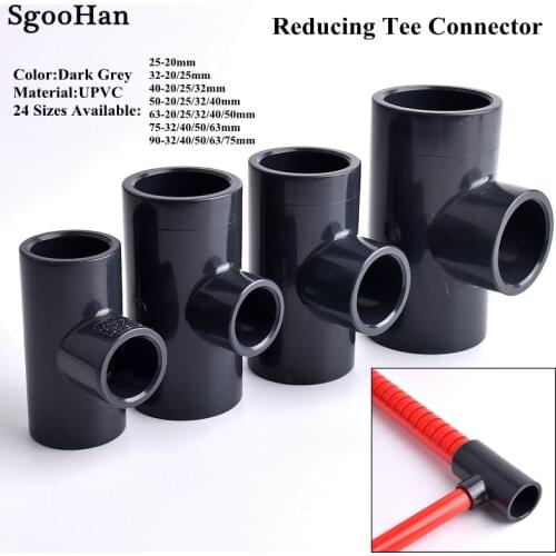 25~50 To 20~40mm UPVC Pipe Reducing Tee Connector Irrigation System Hydroponics Frame Aquarium Fish Tank 3-Way Tee Socket Joint