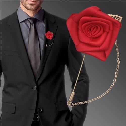 5Pieces/Lot Wedding Groom Groomsman Boutonniere Party Prom Best Man Corsage Handmade Ribbon Rose Flowers Men Suit Brooch Flower