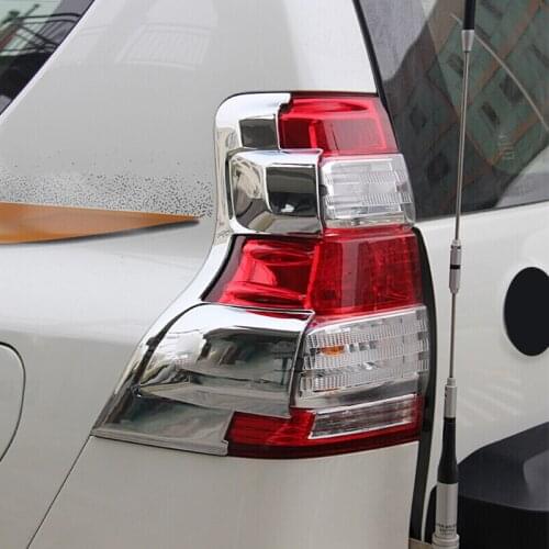 ABS Chrome For Toyota Prado FJ150 FJ 150 2014 2015 2016 2017 Taillight Rear Light Lamp Frames Covers Trim Car Styling 2Pcs