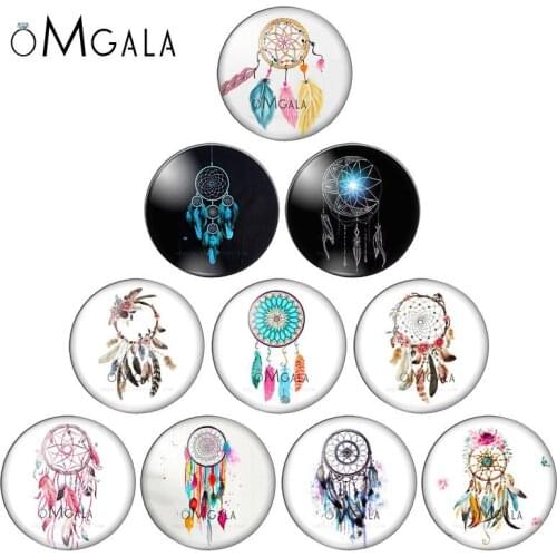 Watercolor Paintings Art Boho Dreamcatcher 10pcs 12mm/18mm/20mm/25mm Round photo glass cabochon demo flat back Making findings