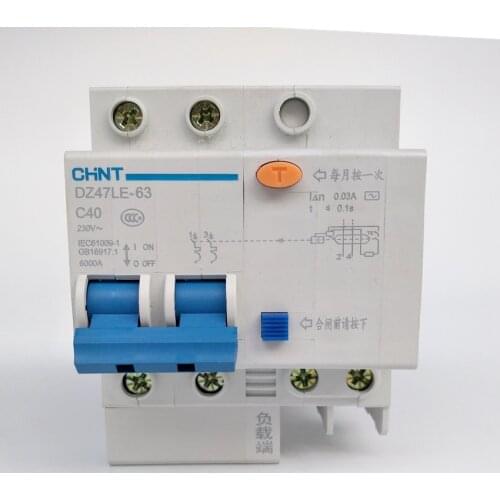 CHINT DZ47LE-63 2P C40A 30mA Earth Leakage Circuit Breaker/Residual Current Operated Circuit Breaker