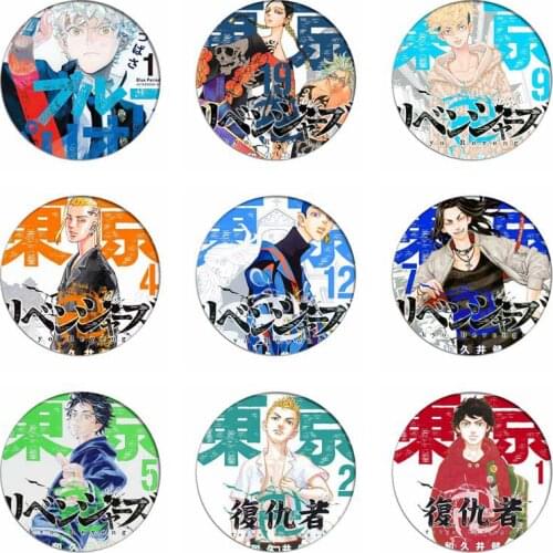 Anime Tokyo Revengers Cosplay Manjiro Ken Badges Takemichi Hinata Backpack Brooch Pins Collection Breastpin Atsushi Chibi Icon
