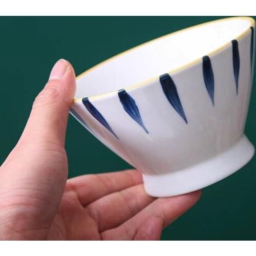 Bowl Japanese cross border ceramic thickened rice bowl dessert bowl underglaze color simple porcelain bowl Nordic breakfast bowl