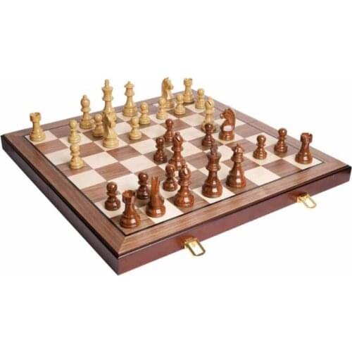 52 CM Wooden Chess Set Luxury Folding Chessboard Adult Children Puzzle Travel Board Games High-End Gift Box Set Retro Ornaments