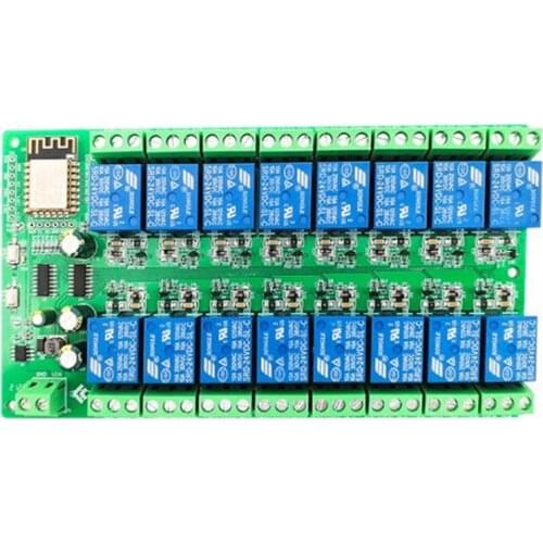 ESP8266 WIFI 16 Channel Relay Module ESP-12F Development Board Power, 16 Way Relay Module, Supply Mode 24V/10A