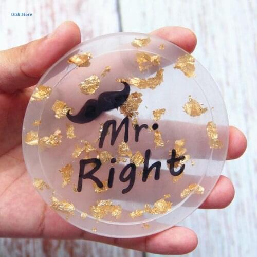 Lover Coaster Tray Molds DIY Resin Mr. Mrs Right Round Coaster Molds Silicone Epoxy Resin Casting Molds Home Decoration