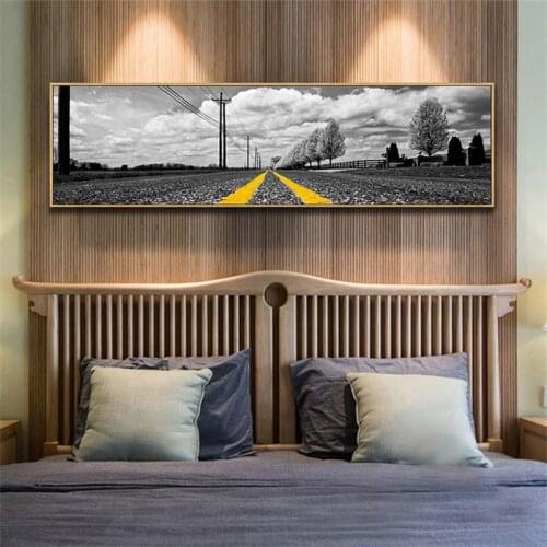 Wide Highway Canvas Prints Painting Vintage View City Landscape 1 Piece Wall Art Picture bedroom bedside Living Room home Decor