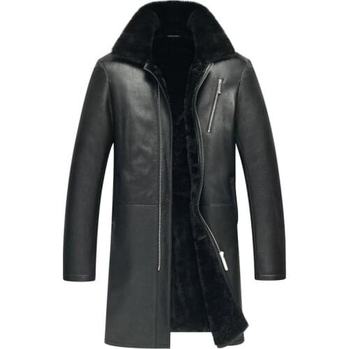 Leather Jacket Men Real Fur Coat Winter Jacket Mens Sheep Shearling Fur Coat Warm Wool Jackets Jaqueta De Couro 6052 YY510