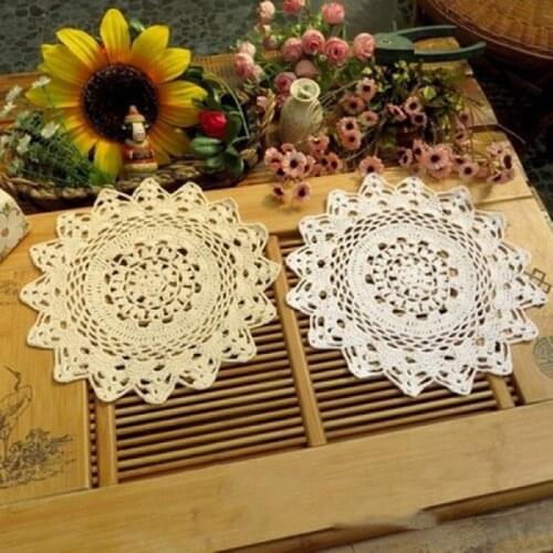 Handmade crochet hook flower pure cotton round cushion European style braid restore ancient ways adornment plate cushion