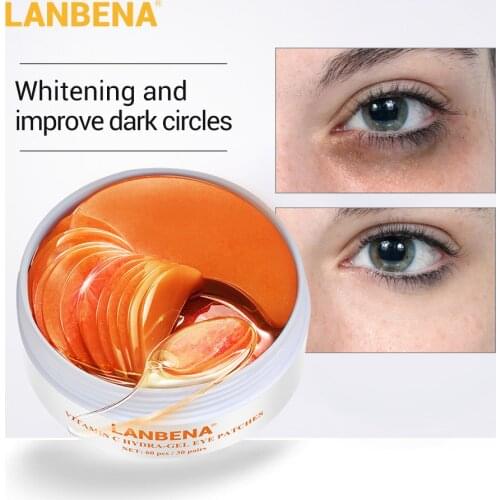 LANBENA 60PCS Eye Mask Collagen VC Gel Eye Patch Anti Aging Repaire Wrinkle Lighten Eye Skin Remover Dark Eye Circle Eye Care