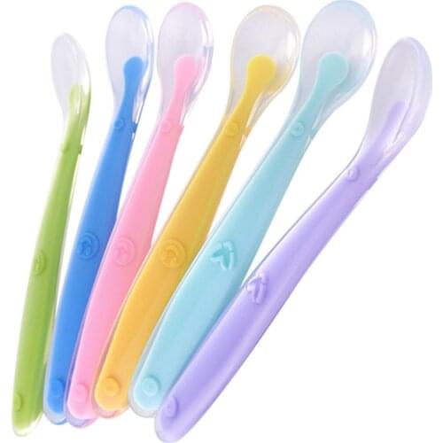 Candy Color Baby Soft Silicone Spoons Feeding Dishes Tableware for Children Flatware Children Food Baby Feeding Tools Soup Ladle