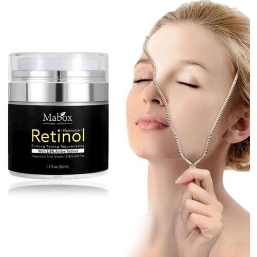 Mabox 50ml Retinol 2.5%Moisturizer Face Cream Hyaluronic Acid AntiAging Remove Wrinkle Vitamin E Collagen Smooth Whitening Cream