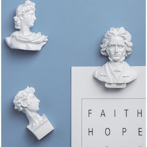 Fridge Magnets Creative Portrait Sculpture Beethoven Art Refrigerator Sticker 3D Resin Christmas Home Decoration Accessories 1pc