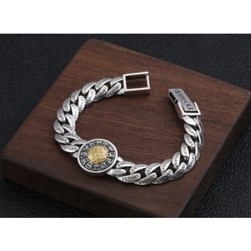 Mens WOMEN Solid 925 Sterling Silver twelve chinese zodiac signs Vajra Bracelet bangle Chain Jewelry A4628