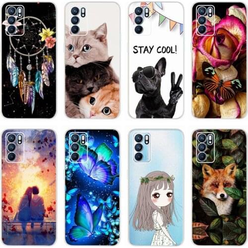 For Oppo Reno 6 Case Reno6 Pro Soft Silicone Back Cover Phone Cases For Oppo Reno 6 Pro Plus Cute Cartoon Cat Phone Fundas Coque