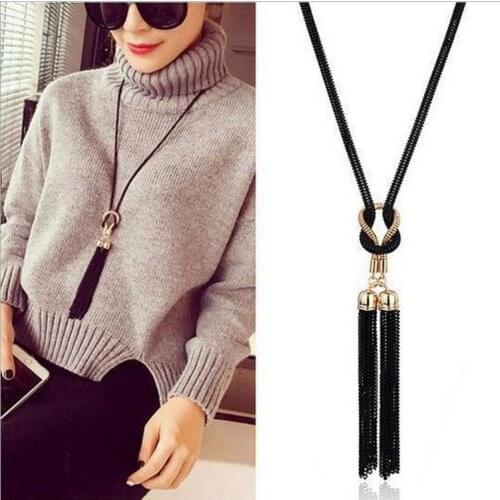 New Arrival Female Tassel Pendant Necklace Long Winter Sweater Chain Necklace Women Custom Necklaces Jewelry 2019