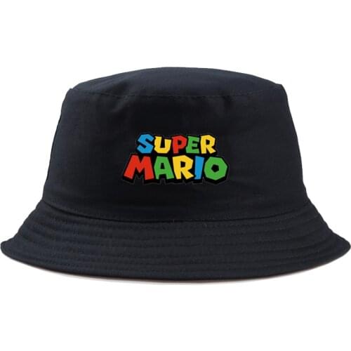 Super Mario PRINT Bucket Hat Men Women Harajuku k pop bob Outdoor Beach sun hat black fashion panama Fishing Fisherman Hat