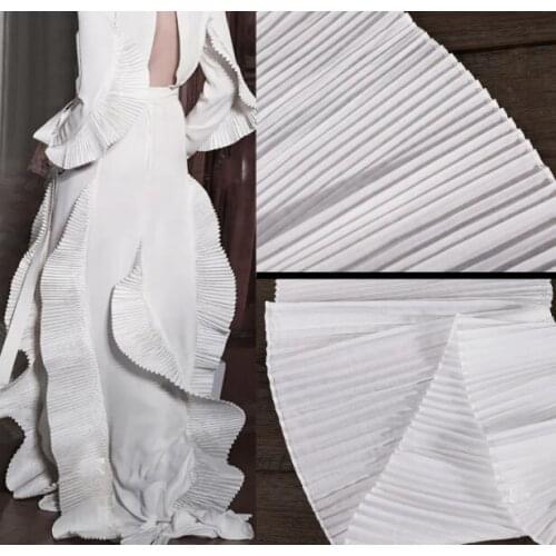 Pure white ultra-wide pleated cotton border fabric, 22cm lace designer accessories for wedding dress skirt