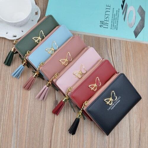Bow Tassel Women Short Wallets Women Fashion PU Leather Coin Purse Mini Wallet Designer Ladies Card Holder Wallet Cartera Mujer