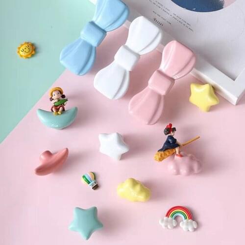 Nordic Cloud Moon Shaped Ceramics Handle Childrens Room Wardrobe Door Kindergarten Cabinet Drawer Cartoon Handle