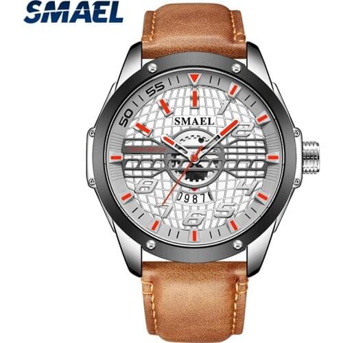SMAEL Men Watches Quartz Movement 30M Waterproof Wristwatches Leather Bracelet Analog Clock 9170 Fashion Boy Watch reloj hombre