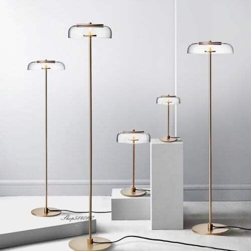 Modern Clear Glass Floor Lamp Minimalist Stand Light for Living Room Bedroom Study Lighting Fixture Room Decor Led Standing Lamp