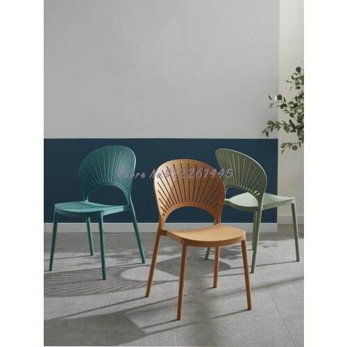 Modern minimalist plastic chair home backrest dining chair hollow creative leisure net red Nordic shell dining chair