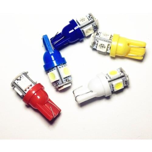 T10 LED car led Lights W5W Bulb 5SMD LED 5050 194 168 bulbs LampsSuper Bright wedge Lights White Blue Red Yellow Green ray 12V