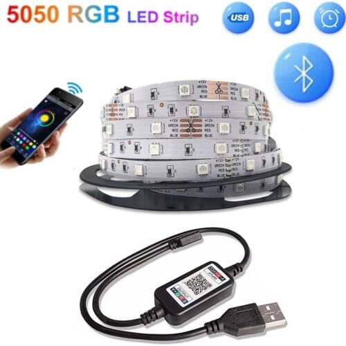 LED Light Strips Bluetooth-compatible Controller Flexible RGB 5050 Decoration Backlight Lamp Night Light Luminous String