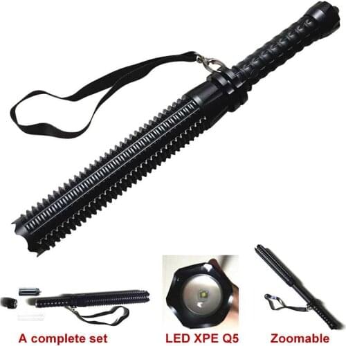 High Power Q5 Led Flashlight 3 Modes Self Defense Telescopic Baton Lamp Zoomable Torch for Emergency Tactical Lantern Spotlight