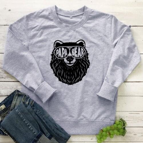 Papa Bear 100% Cotton Sweatshirt Funny Fathers Day Gift Pullover Casual Long Sleeve Graphic Men Pullovers Streetwear