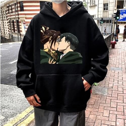 Attack on Titan Funny Cartoon Hoodies Sweatshirt Men Harajuku Fashion Graphic Warm Casual Pullover Oversized Winter Male Hoodies