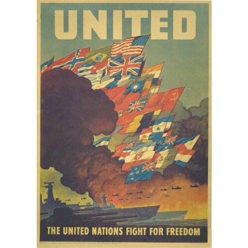 World War II Vintage Paper Retro poster USA the united nations fight for freedom Wall sticker Home Decor