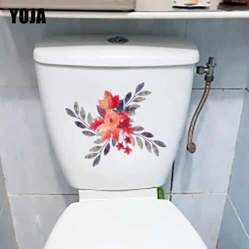 YOJA 23.5X19.7CM Classical Art Home Wall Sticker Vintage Watercolor Flower WC Toilet Decoration T1-1561