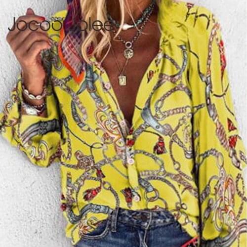 Casual Spring Summer Long Sleeve Blouse Women Vintage Chain Print Loose Shirts Plus Size 5XL Tops Single-breasted Tunic 2020 New