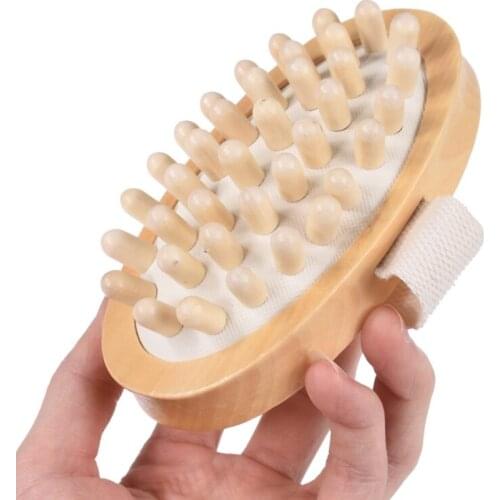 Wooden Massager Body Brush Hand-Held Cellulite Reduction Portable Relieve Tense Muscles Natural Wood Head Scalp Massage Tool 1PC