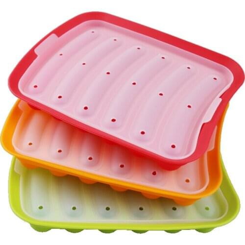 1Pieces 6 Grid Silicone Ham Hot Dog Burger Make Mould DIY Sausage Making Mould Baby Food Supplement Baking Tools Kitchen Props